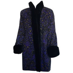 Yves Saint Laurent purple leopard and black mink coat