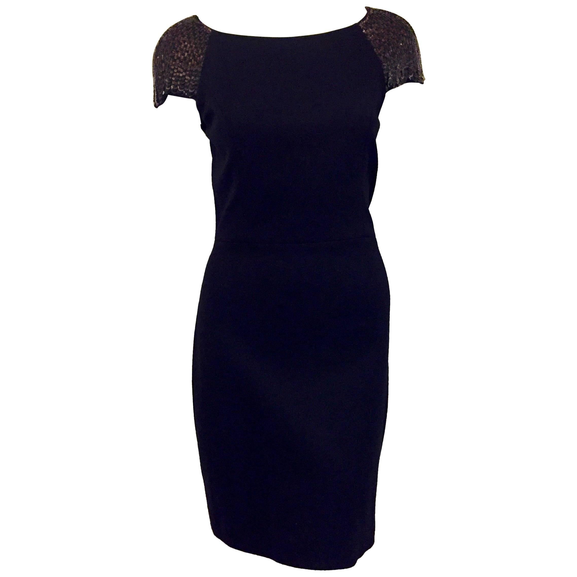 Wonderful Jason Wu Black Silk Dress with Sequined Cap Sleeves For Sale
