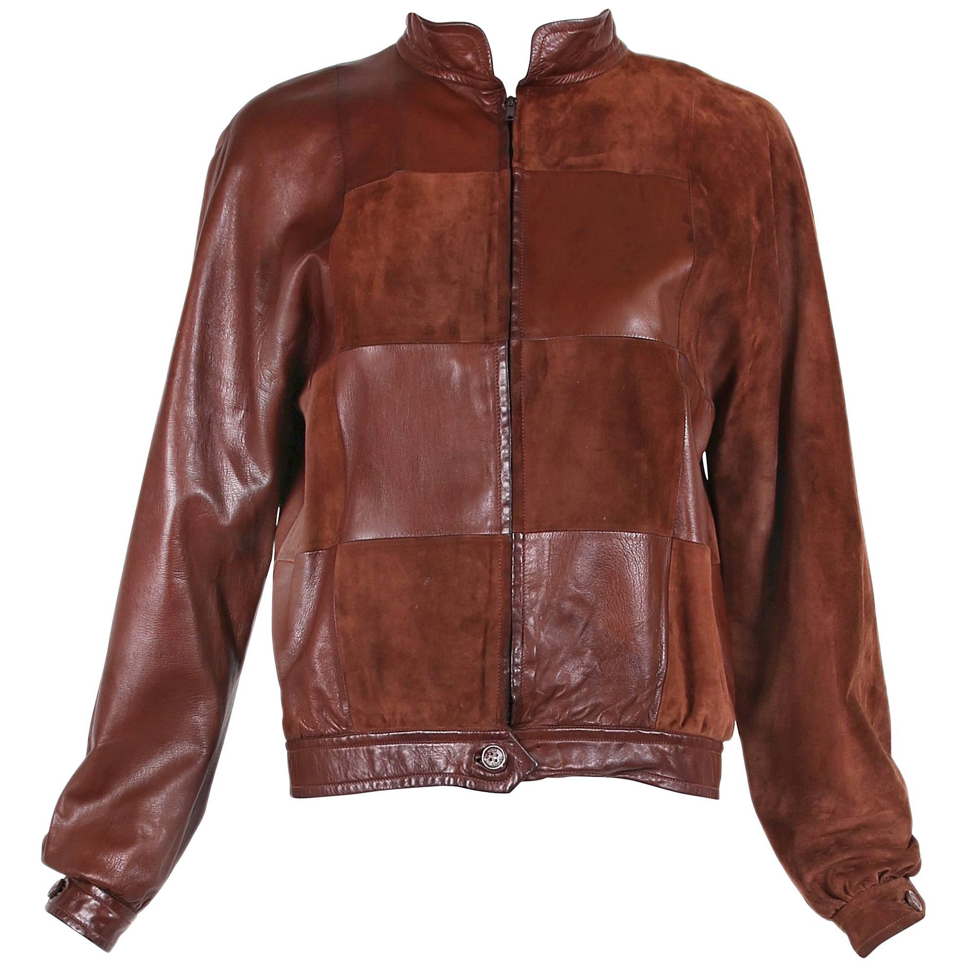 1970's Gucci Brown Suede & Leather Patchwork Jacket