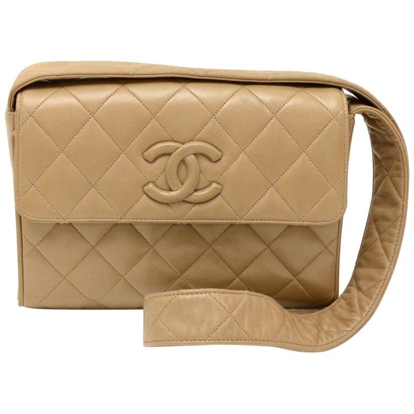 Vintage Chanel 9" Flap Brown Quilted Leather Shoulder Bag