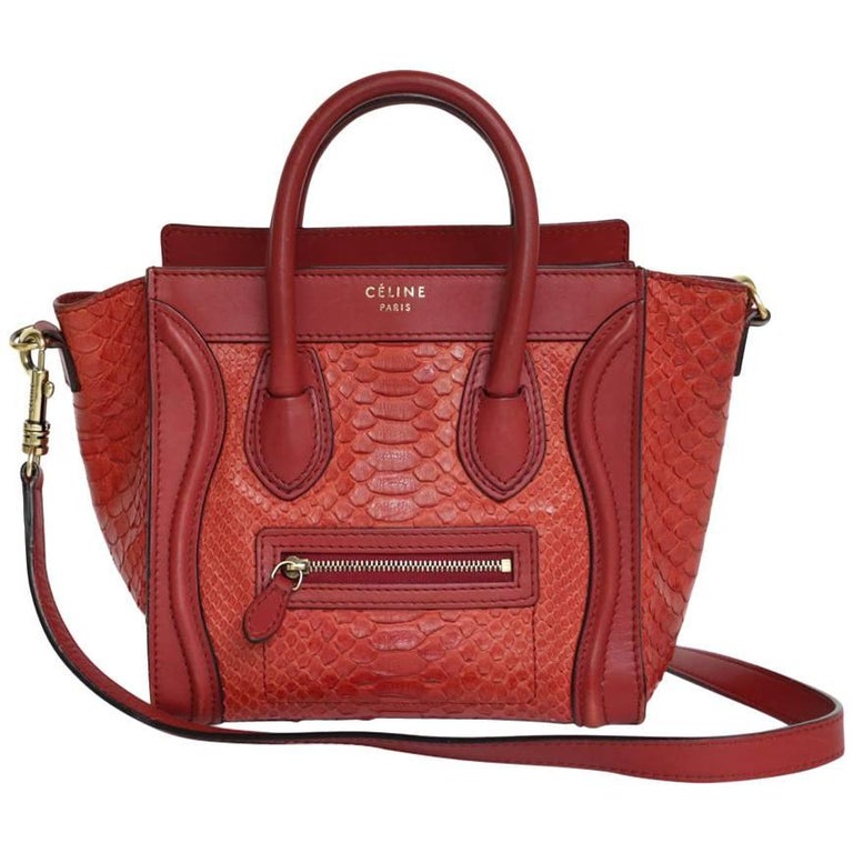 CELINE 'Nano' Bag in Red Python and Leather. For Sale at 1stdibs