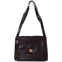 Chanel Vintage Brown Leather Shoulder Bag