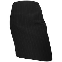 Jean Paul Gaultier Black Wool Striped Pencil Skirt Size 4. 