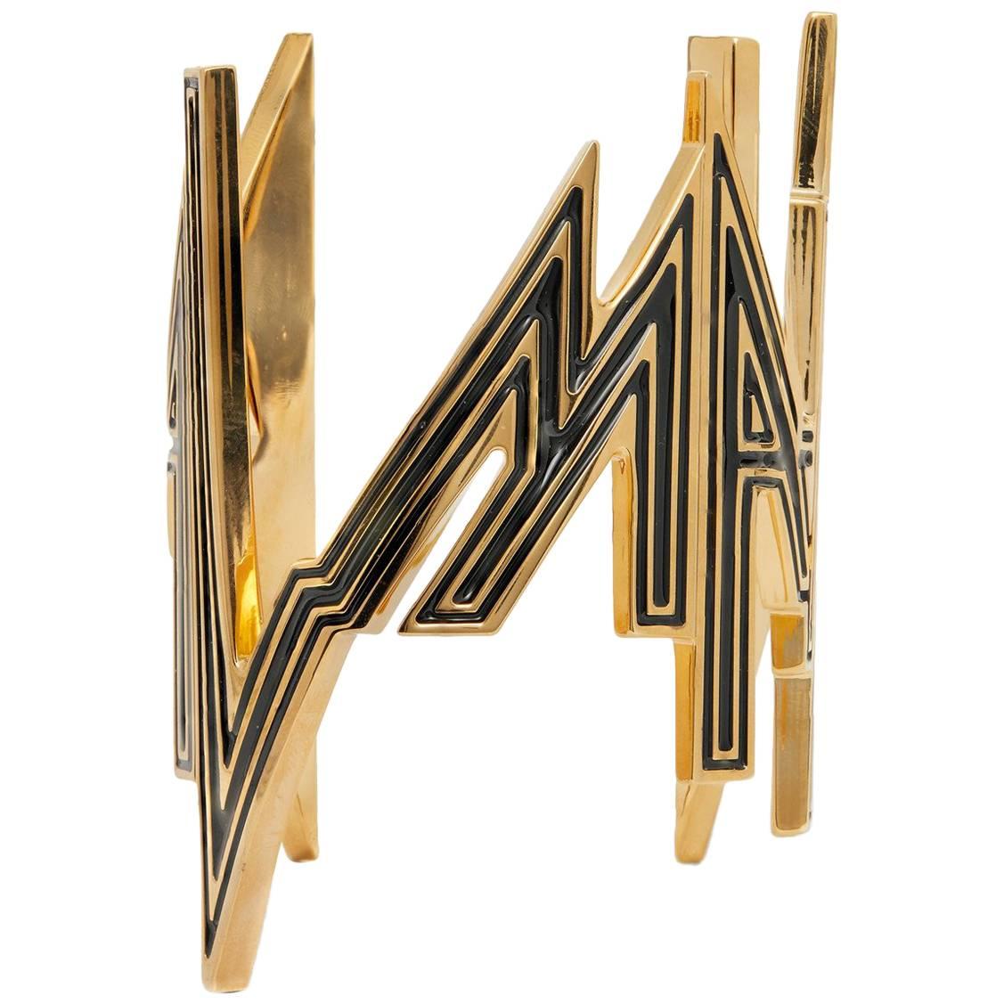 Balmain engraved-monogram Cuff Bracelet