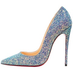 Christian Louboutin New Blue Pink Glitter So Kate High Heels Pumps in Box