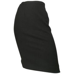 Vintage Guy Laroche Black Wool Pencil Skirt Size 4.