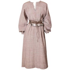 Geoffrey Beene Crinkled Wool Belted Caftan