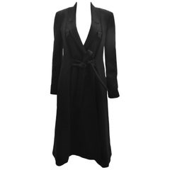 Hussein Chalayan Black Long Coat with Foldover Panels and Tie Details A/W16