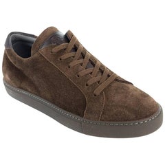 Brunello Cucinelli Men's Brown Suede Lace-up Sneakers