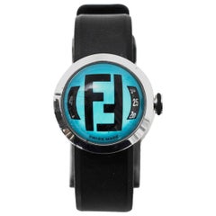 Fendi Black & Blue Bussola Bubble Watch