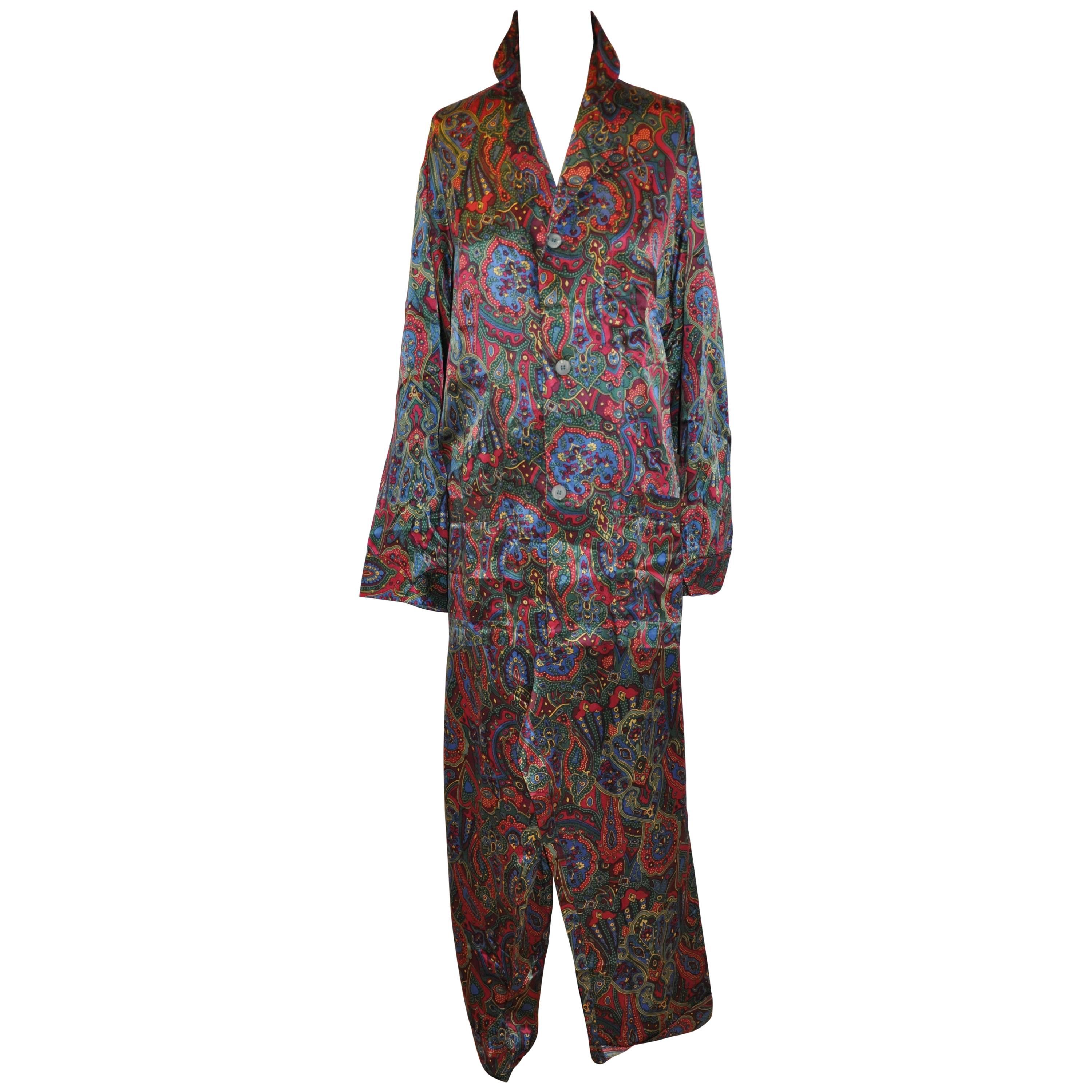Christian Dior Men's Multi-Color Silk Palsey Pajamas Ensemble