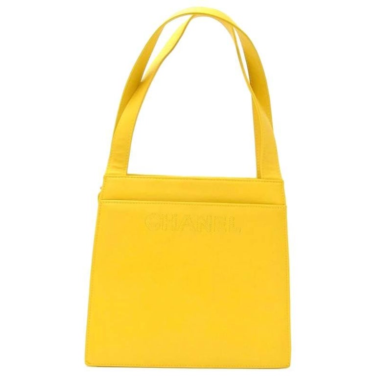 Chanel Yellow Lambskin Leather Hand Bag For Sale at 1stDibs