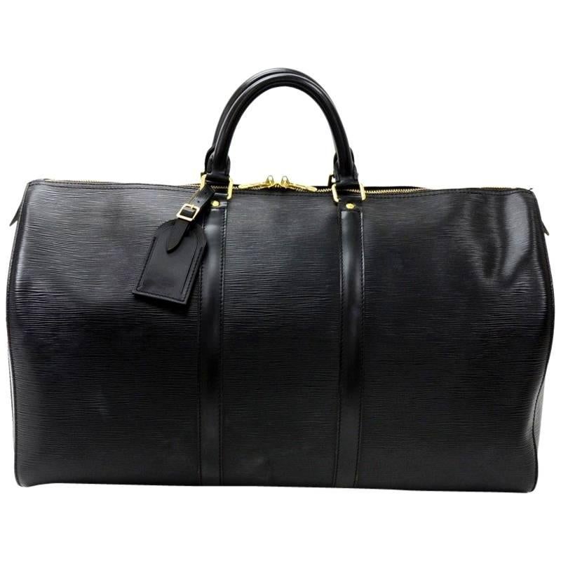 Louis Vuitton Keepall 50 Black Epi Leather Travel Bag