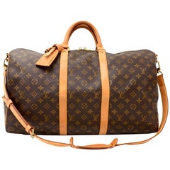 Vintage Louis Vuitton Keepall 50 Bandouliere Monogram Canvas Duffel Travel Bag +