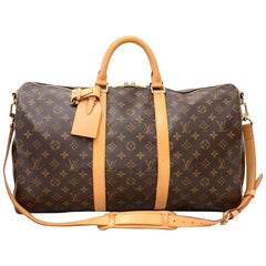 Vintage Louis Vuitton Keepall 50 Bandouliere Monogram Canvas Duffel Travel Bag + Strap