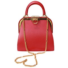 2000s Christian Dior Paris small red leather evening bag