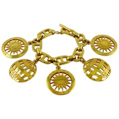 Celine Vintage Gold Toned Charms Bracelet