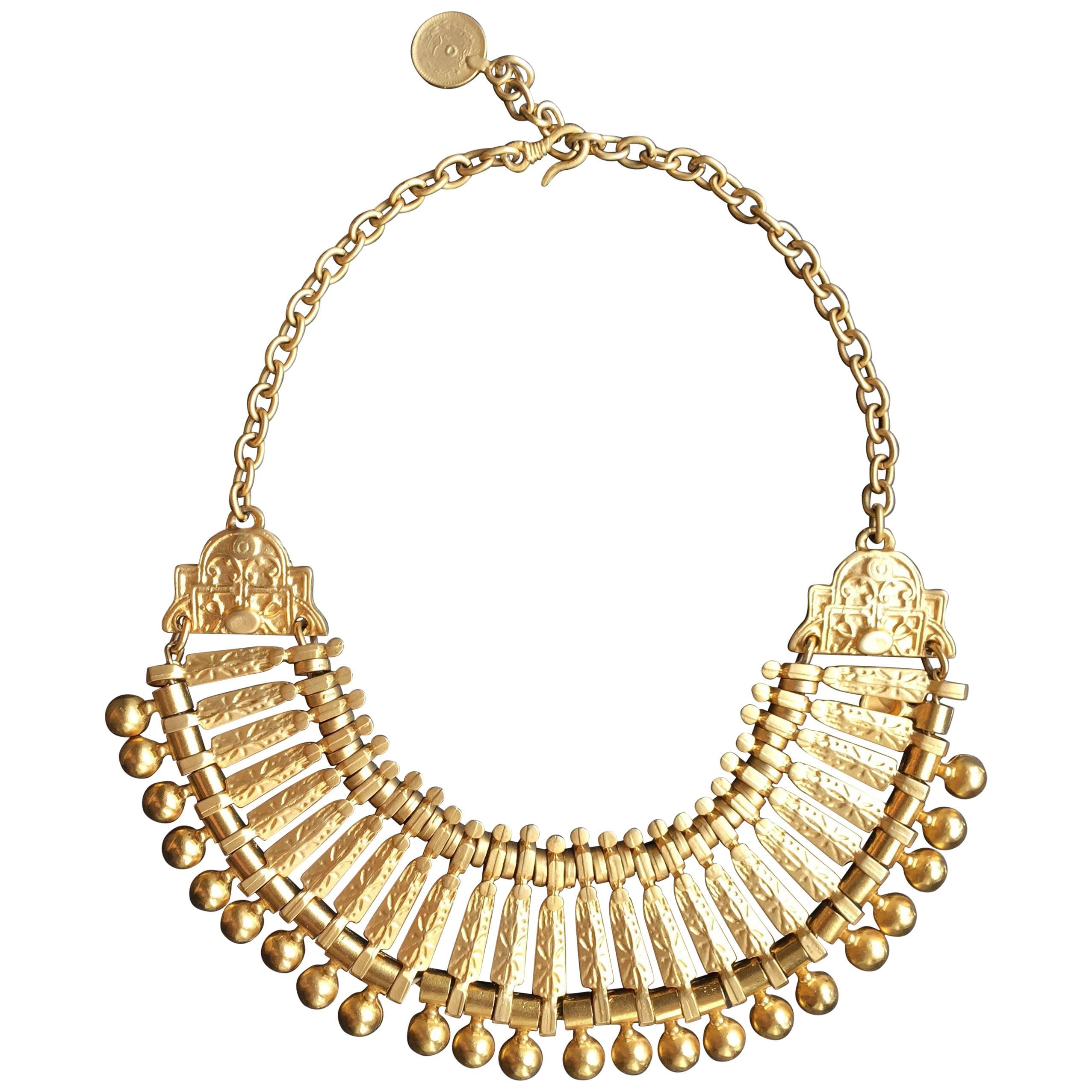 Gold tone Egyptian necklace For Sale