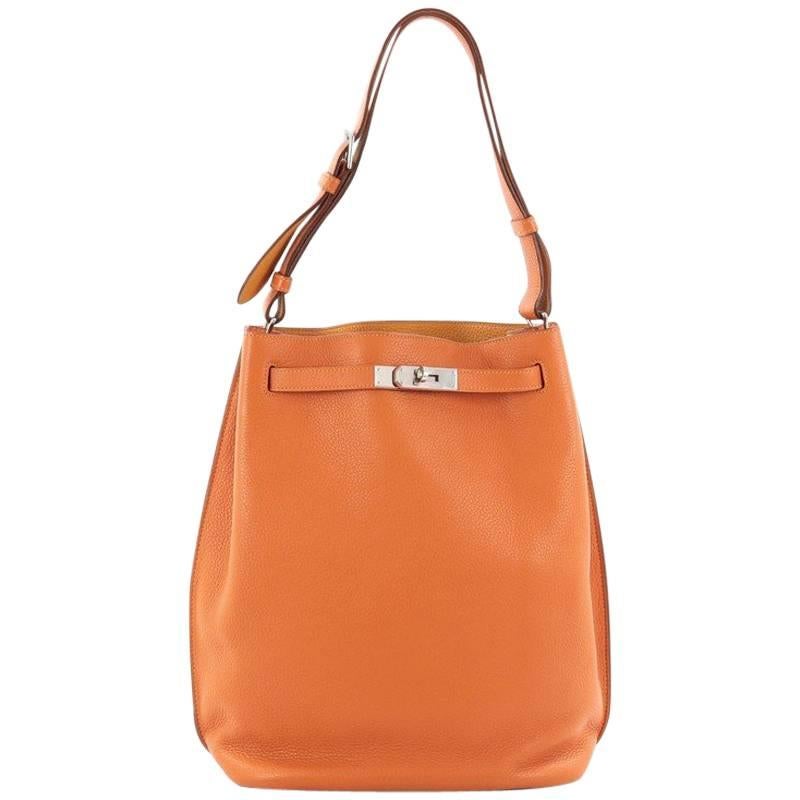 HERMES Togo So Kelly Leather Bag in Orange