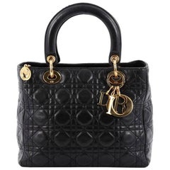 Christian Dior Lady Dior Handbag Cannage Quilt Lambskin Medium