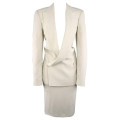 Jean Paul Gaultier Off White Double Breasted Peak Lapel Skirt Suit