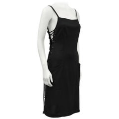 1970's Yves Saint Laurent/YSL Black Lace Up Mini Dress 
