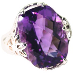 AJD Anello elegante con ametista rosa purpurea grande da 9,5 carati ispirato a Holliywood