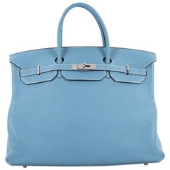 Hermes Birkin Handbag Blue Togo with Palladium Hardware 40