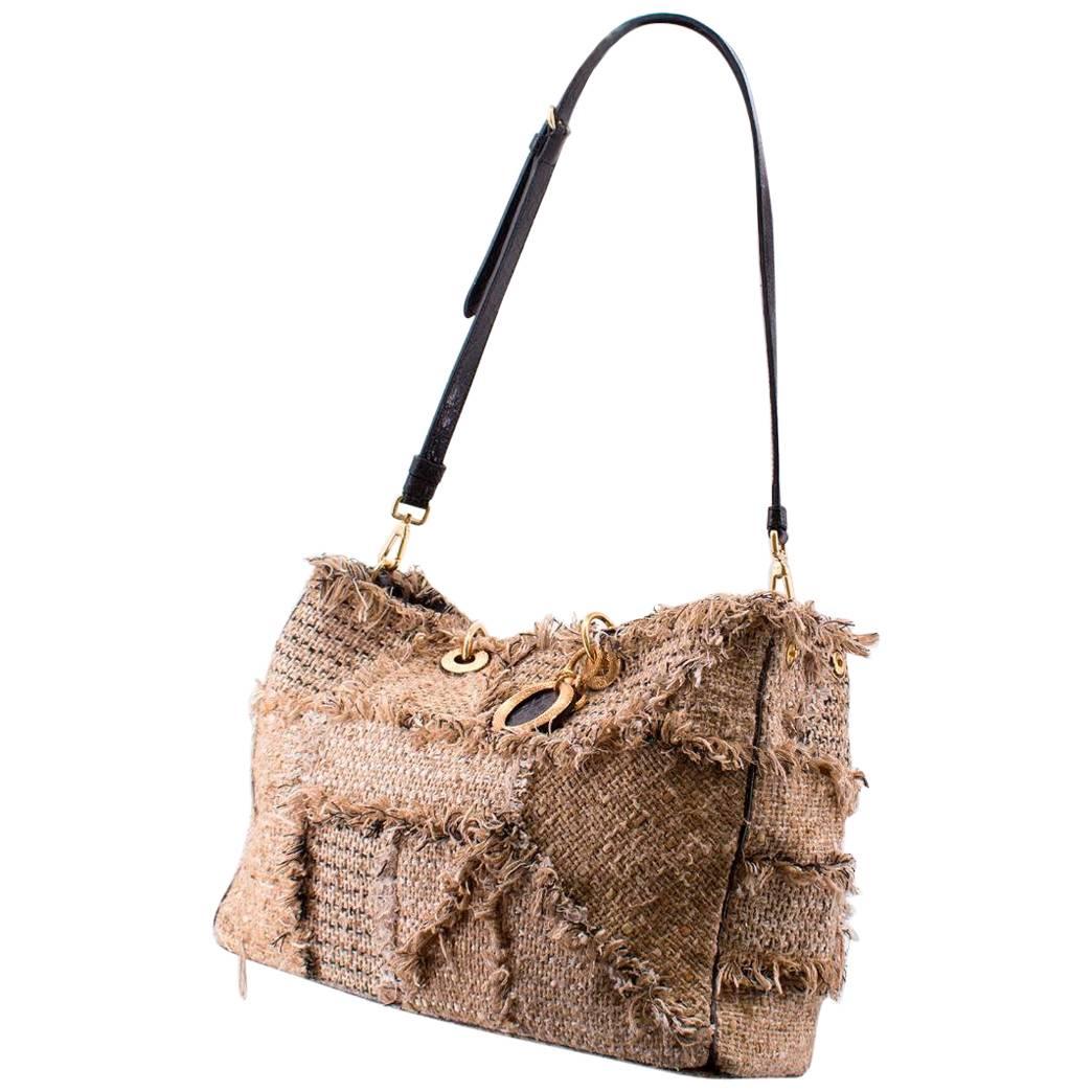 Christian Dior Lady Dior Medium Brown Tweed Tote Bag For Sale