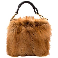 Christian Dior Brown Fox Fur Tote Bag 
