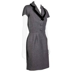 CHRISTIAN DIOR Sheath Dress in Gray Wool Size 36EU
