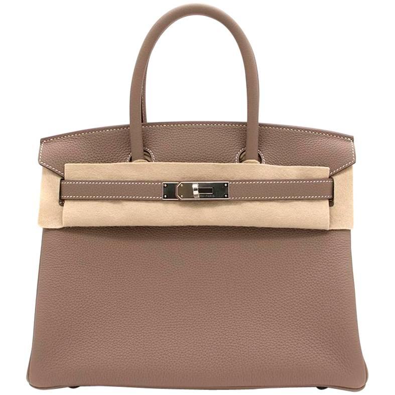 Hermes Birkin Etoupe Togo Leather 30 Bag  For Sale