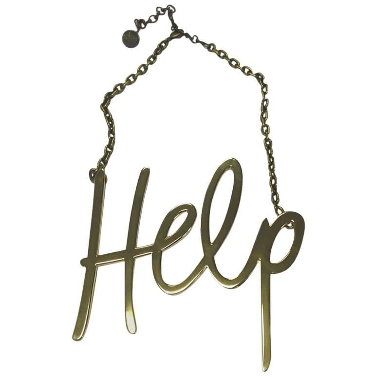 LANVIN Iconic 'HELP' Necklace in Gilded Metal
