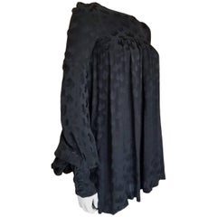 Vintage Biba Elephant Damask Black Billow Sleeve Mini Dress
