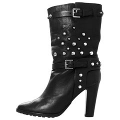 Ralph Lauren Black Leather Studded Boots Sz 8B