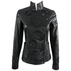 Chanel pre-fall 2010 Shanghai Paris Runway Black Camelia Leather Jacket