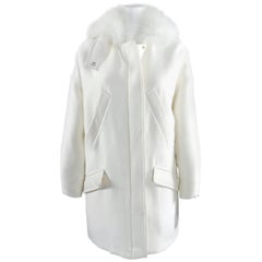 Giambattista Vali Winter White Parka Coat with Fox Fur Trim