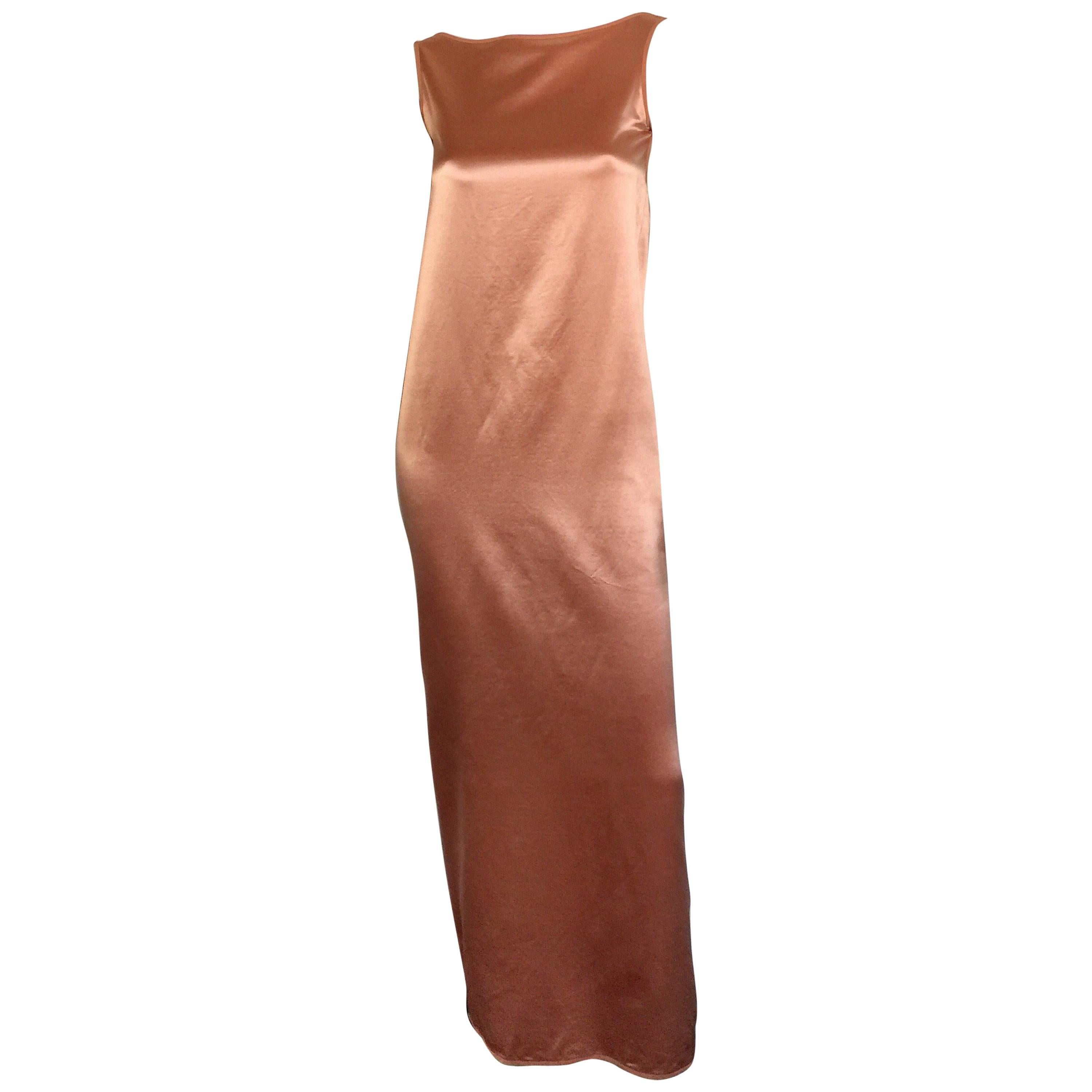 Isaac Mizrahi blush boat neck cowl back silk slip dress  For Sale