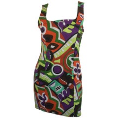 Christian Lacroix colorful abstract print mini dress 