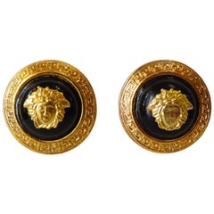 1980s Versace Medusa Head Button Earrings