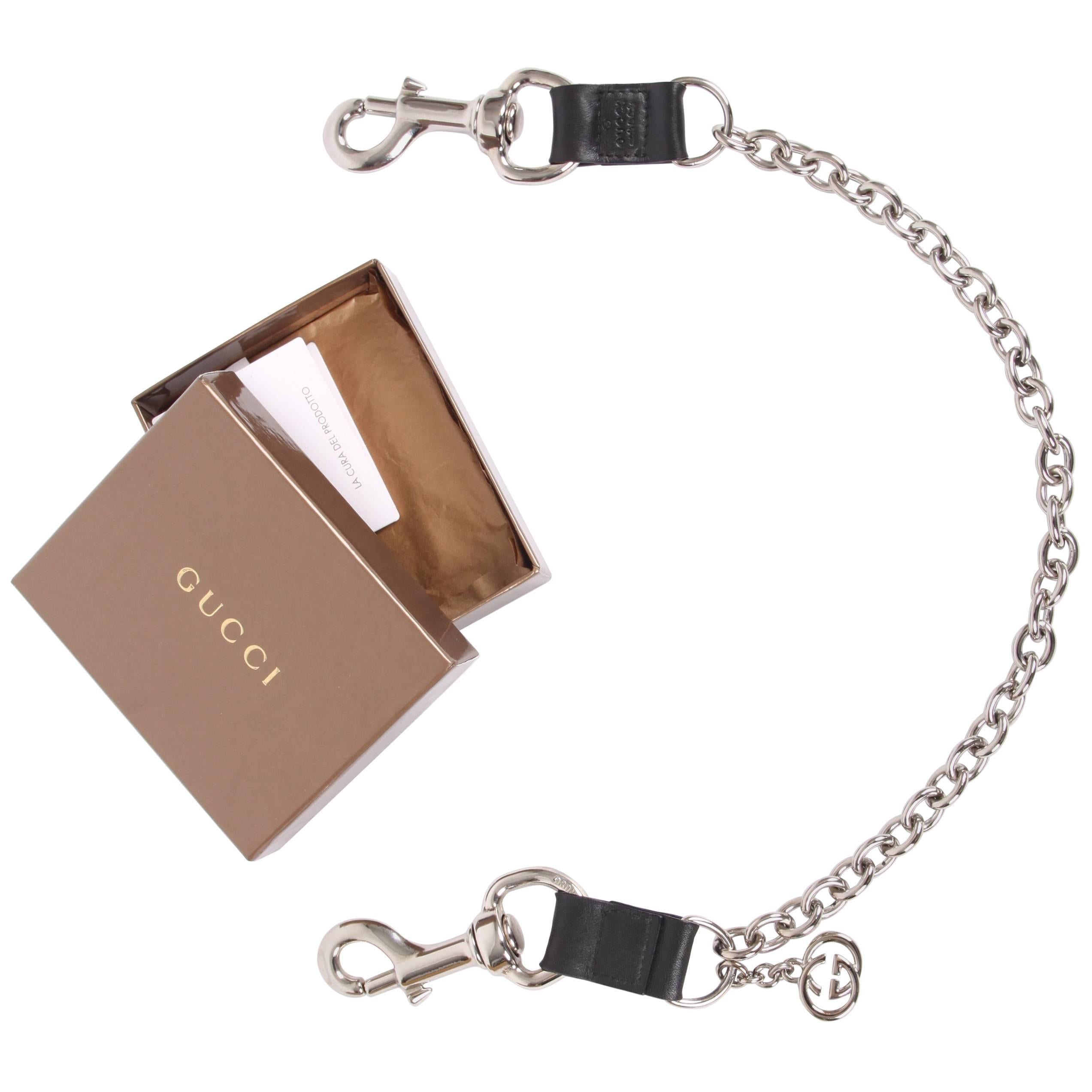 Gucci Clip-On Chain Shoulder Bag Strap - black/silver For Sale