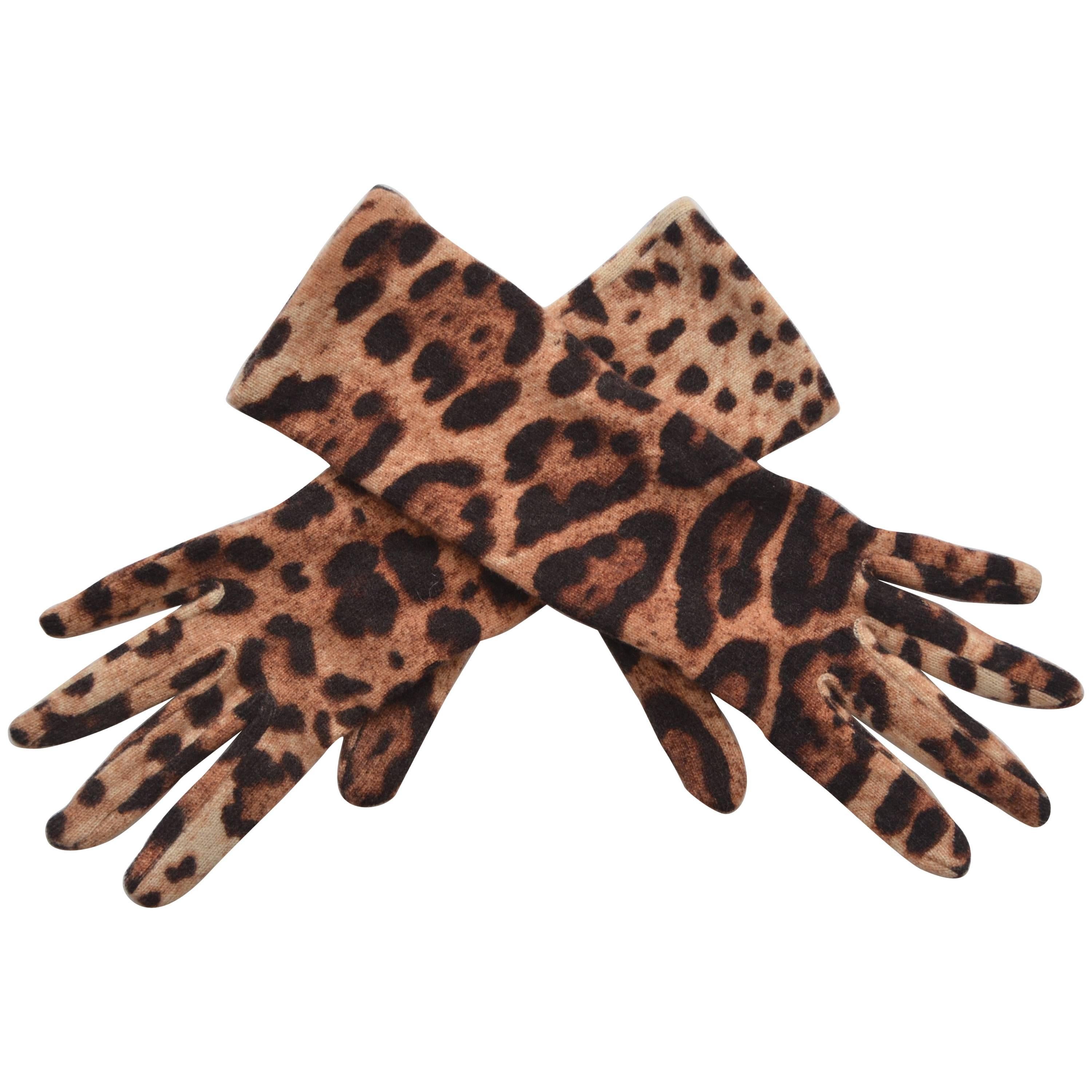 Dolce & Gabbana Leopard Print Gloves   S