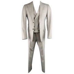 Men's PRADA 36 Regular Black White & Red Glenplaid Wool 3 pc Suit