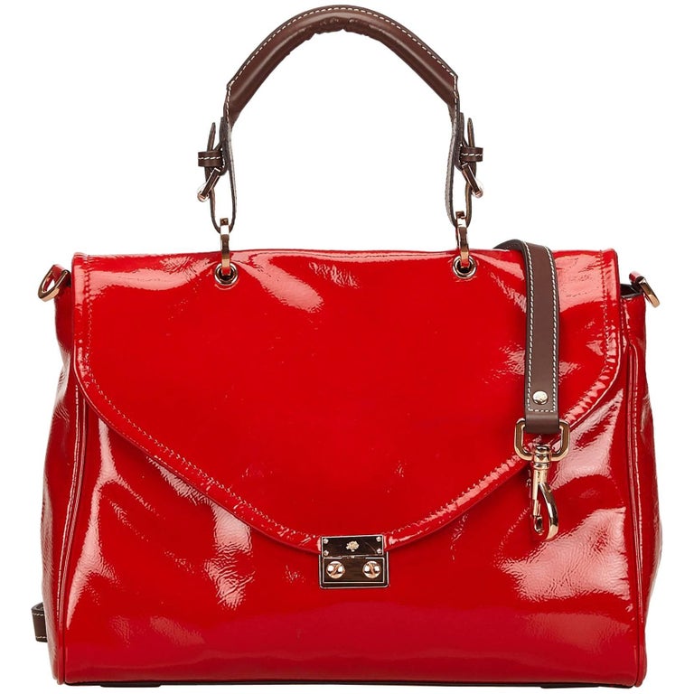Mulberry Red 2 Way Patent Leather Handbag For Sale at 1stdibs