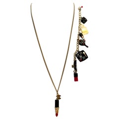 Chanel Lipstick Necklace/ Matching Bracelet w/ Comb , mirror lipstick Nail polish