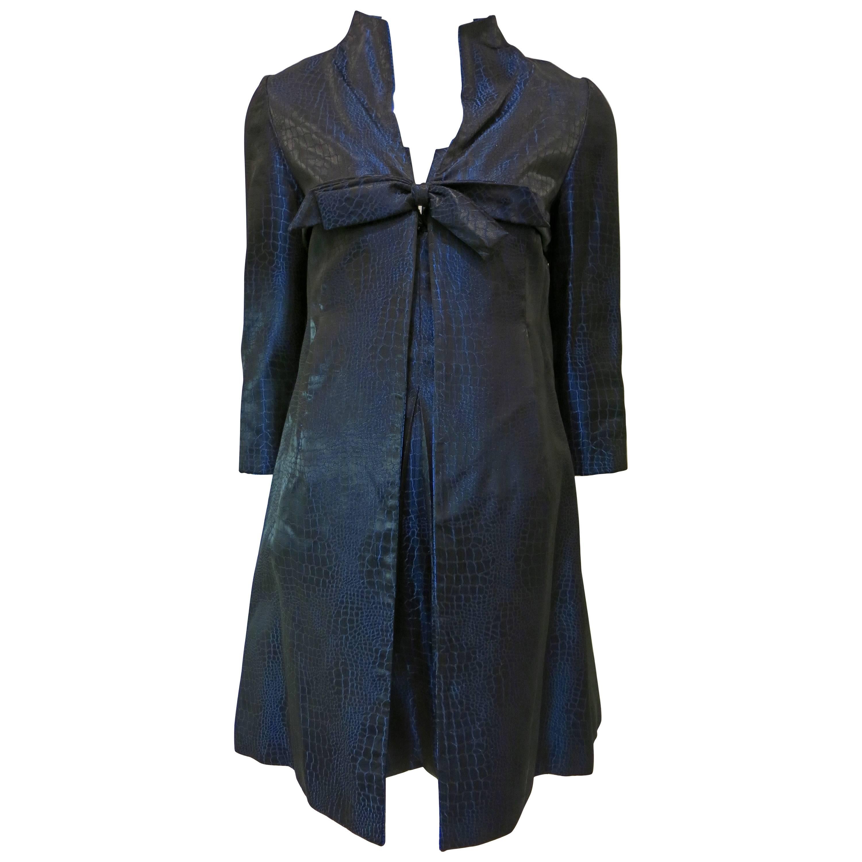 Black and Blue "Snakeskin" Dress and Jacket Set For Sale