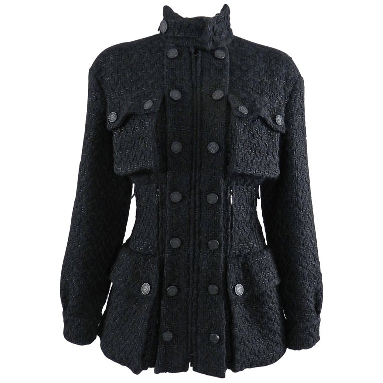 Chanel fall 2014 Supermarket Runway Black Tweed Corset Utility Jacket ...