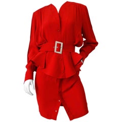 1980s Thierry Mugler Red Suit Set