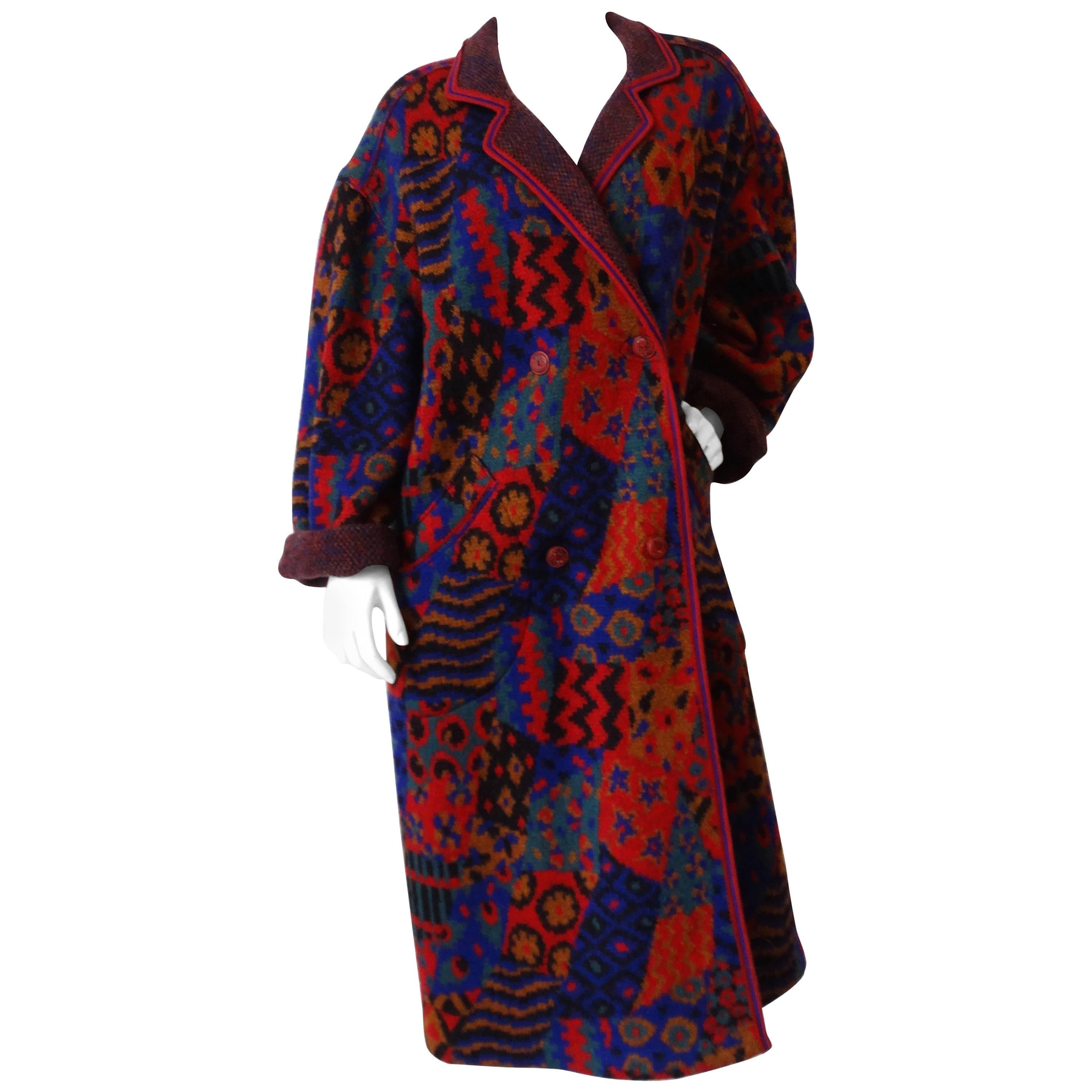 1980s Missoni Patchwork Oversized Knit Coat at 1stDibs