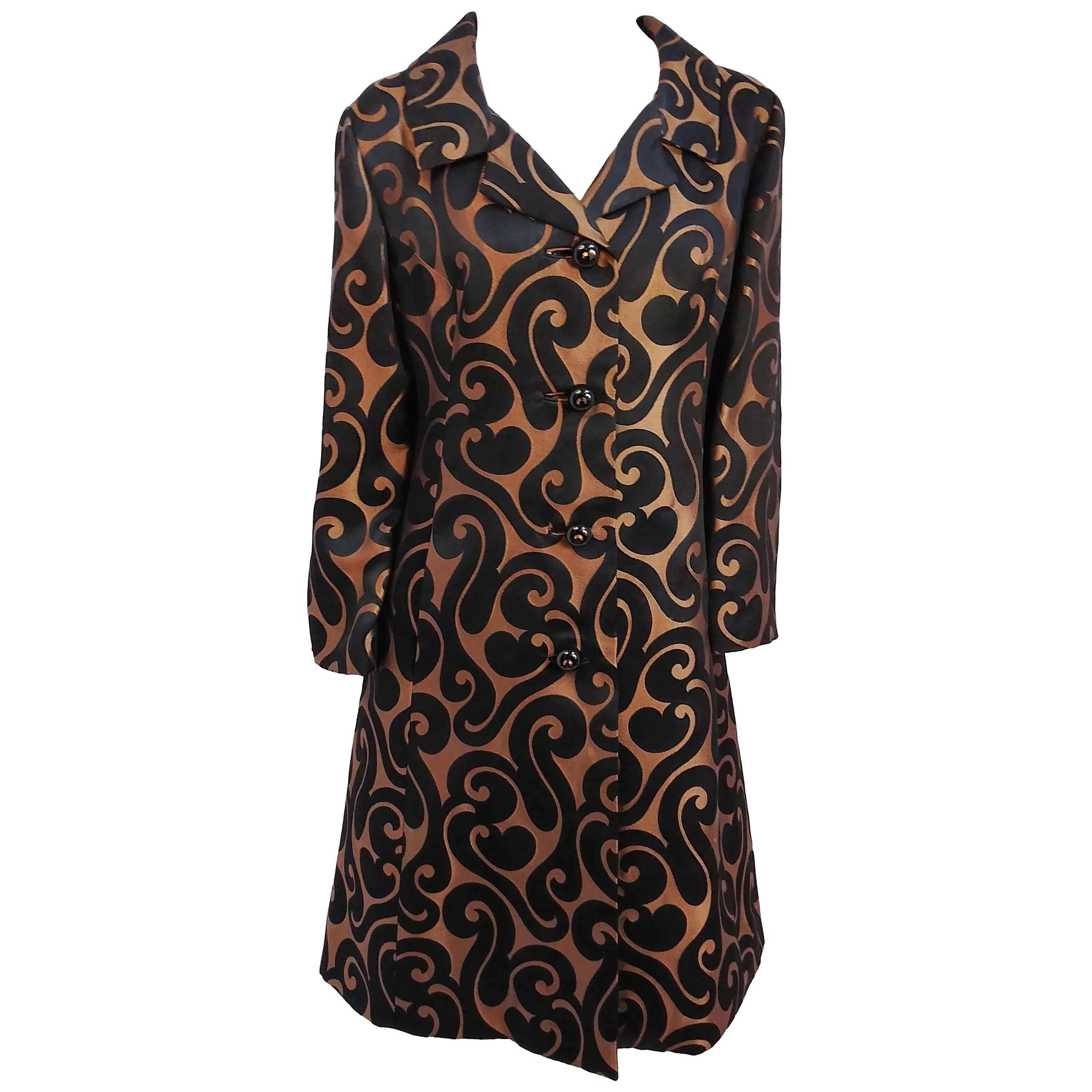 1960s Brocade Swirl Coat For Sale